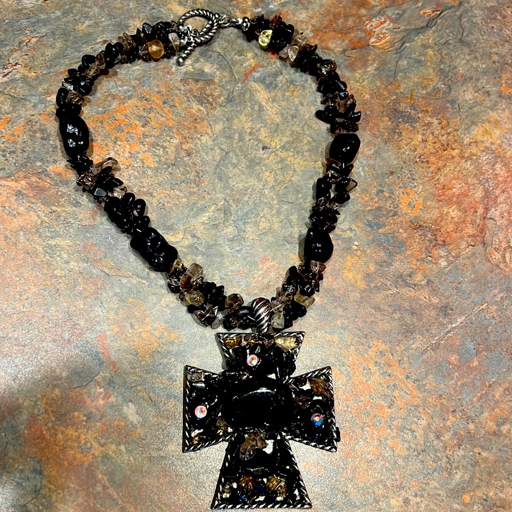 Women’s black cross necklace